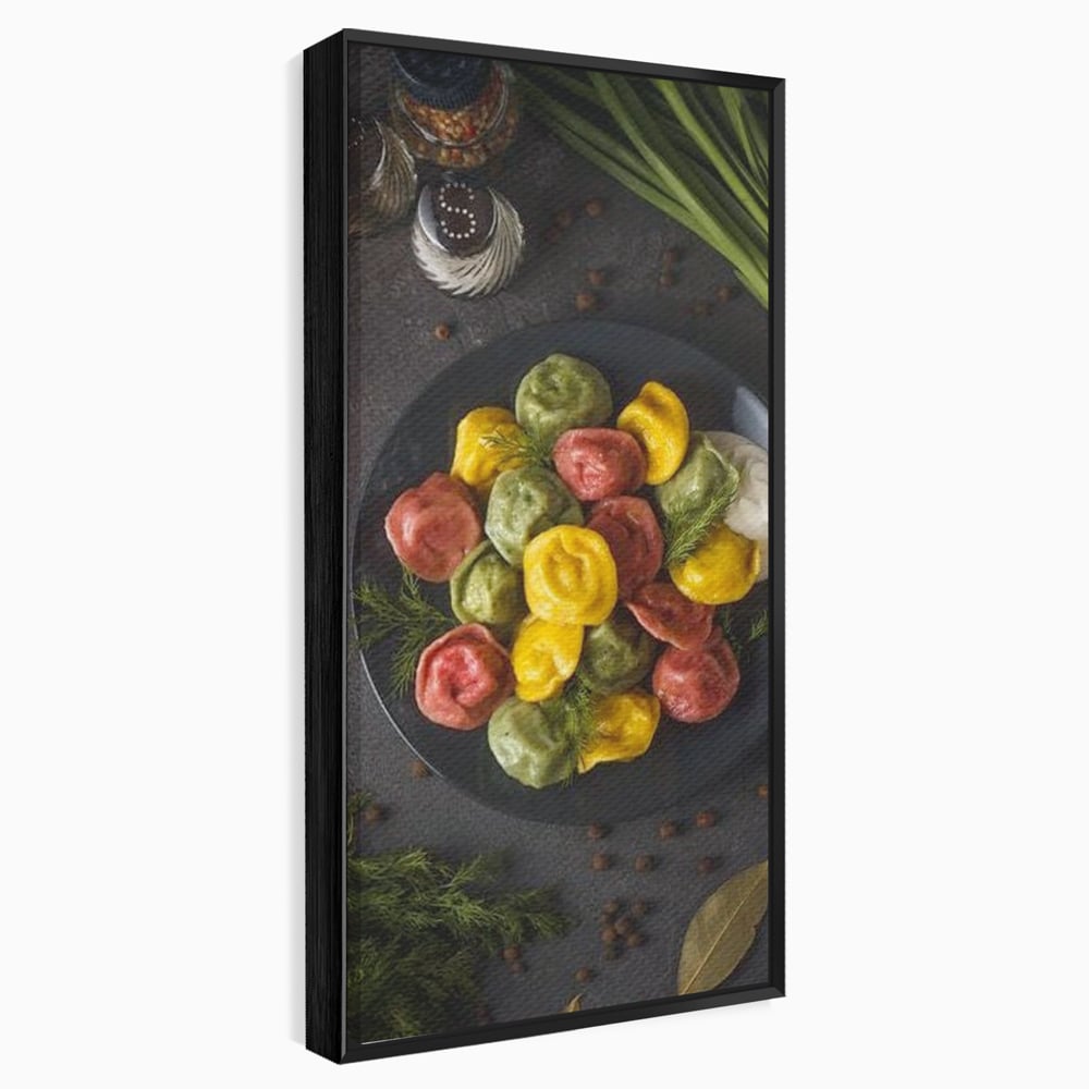 Tablou canvas cu tablou canvas cu paste colorate, in rama de aluminiu negru